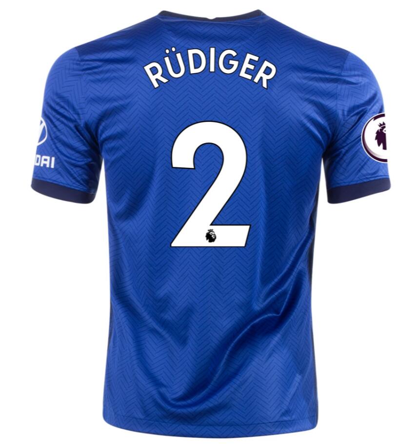 Chelsea Home Kit Soccer Jersey ANTONIO RÜDIGER #2 2020/21